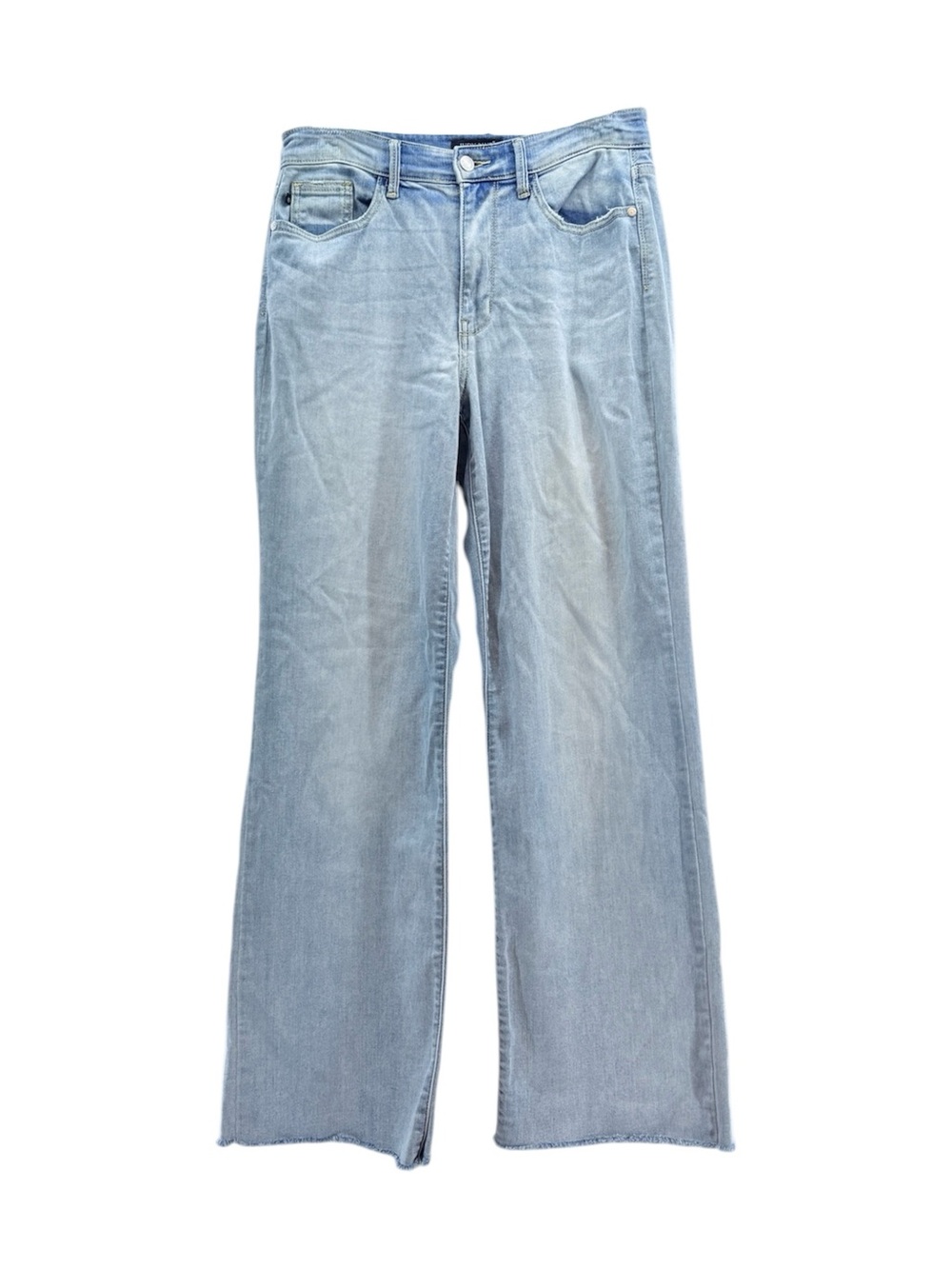 Judy Blue Light Blue Straight Fit Frayed Hem Distressed Denim Jeans Size 5/27